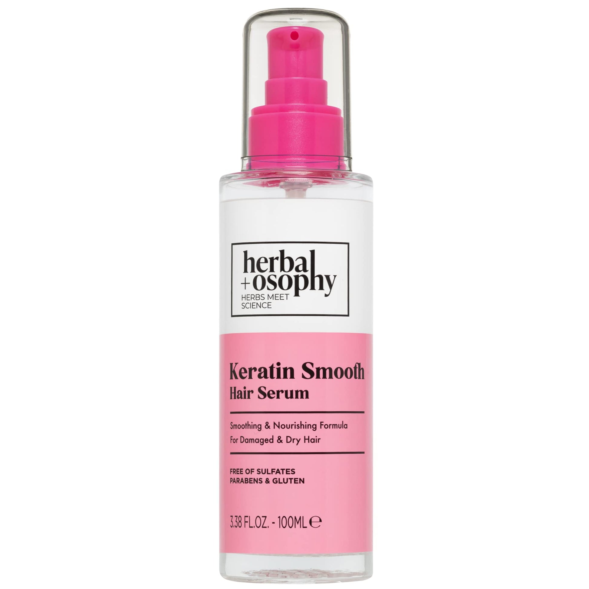 Keratin Smooth Hair Serum Smoothing & Nourishing Formula for Damaged & Dry Hair Salon-Quality Haircare with Natural, Healthy Ingredients. Vegan. Sulfate & Paraben Free. 3.38oz