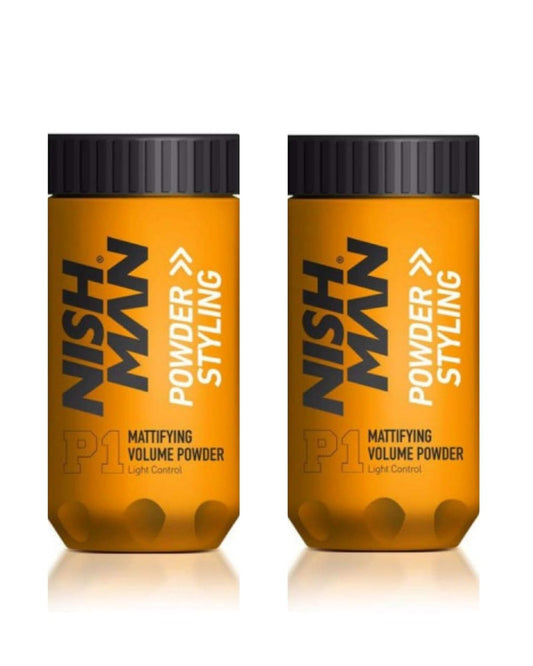 NISHMAN Hair Styling Powder P1 - Mattifying Volume Light Control 20g + 20g - Maximum Volume Boost and Texture - Perfect Hair Styling Powder for Flexible Hold and Matte Finish