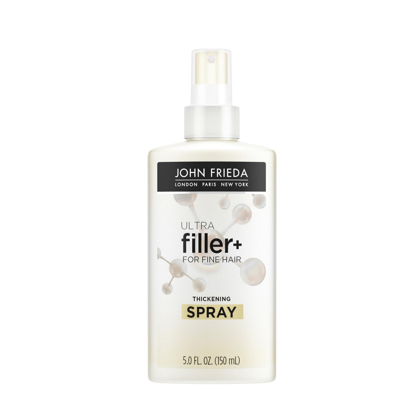 JOHN FRIEDA ULTRAfiller+ Thickening Spray, Thickening & Strengthening Spray for Damaged or Thin Hair, Infused with Biotin and Hyaluronic Acid to Strengthen Hair for Thicker Fuller Results, 5 Oz