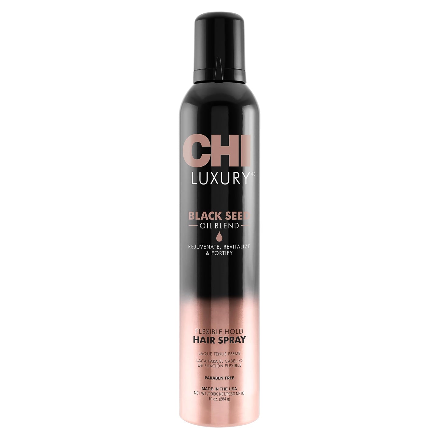 CHI Luxury Black Seed Oil Flexible Hold Hairspray, Adds Hair Texture & Volume, Natural Hold, Sulfate, Paraben & Gluten-Free, 10 Oz