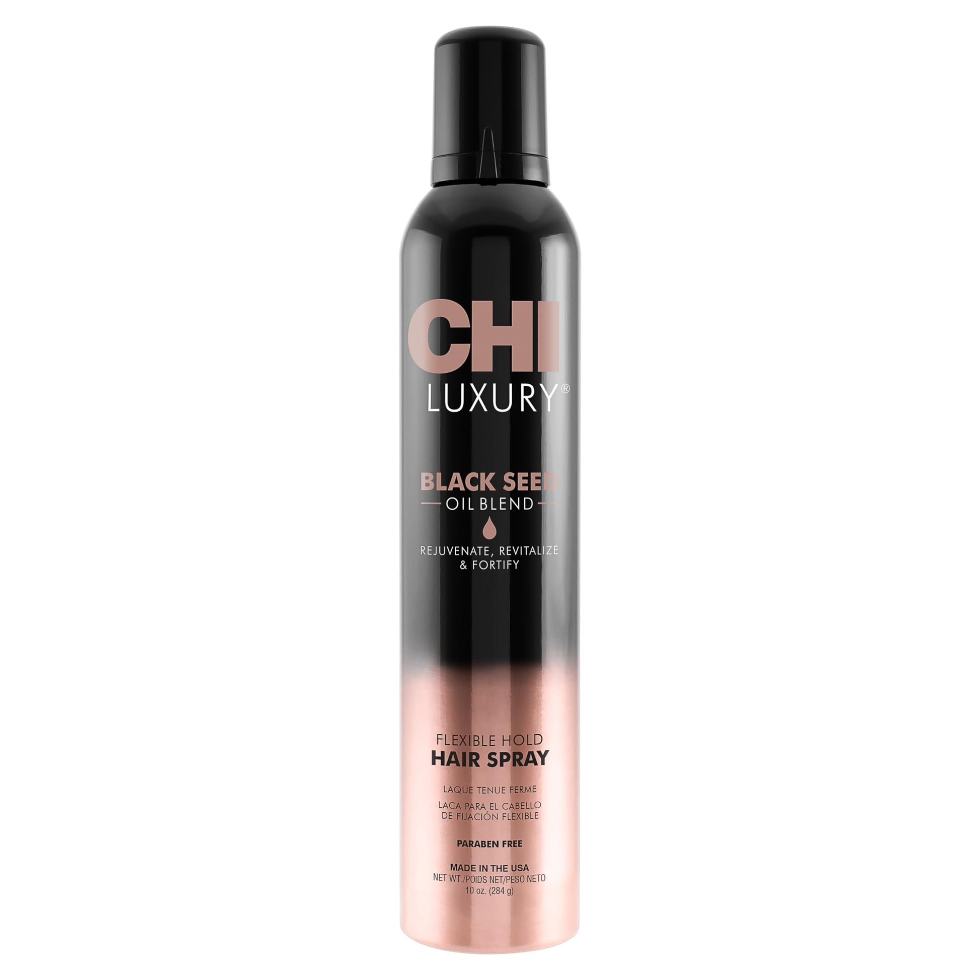 CHI Luxury Black Seed Oil Flexible Hold Hairspray, Adds Hair Texture & Volume, Natural Hold, Sulfate, Paraben & Gluten-Free, 10 Oz