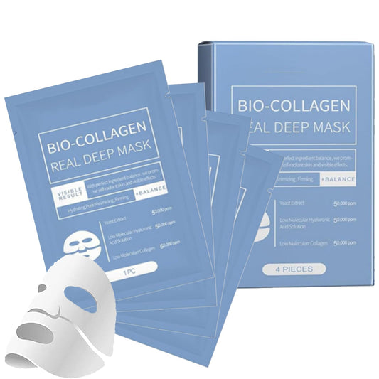 4 Pack Bio-Collagen Overnight Face Mask——Deep Hydrating Collagen Hydrogel Sheet Mask,Firming and Moisturizing,Korean Skincare,Anti Wrinkle Lifting Korean Glass Skin Face mask