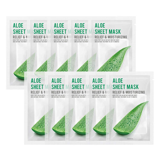 EUNYUL Purity Facial Sheet Mask Pack ALOE x 10pcs Korean Skincare Hydrating & Nourishing & Natural Ingredients for All Skin Type [PACK OF 10]