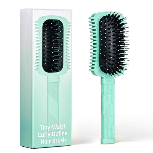 Curly Hair Brush Defining, Curl Defining Volume Brush, for Combing and Shaping Men's and Women's Curls to Reduce Pulling (Green)