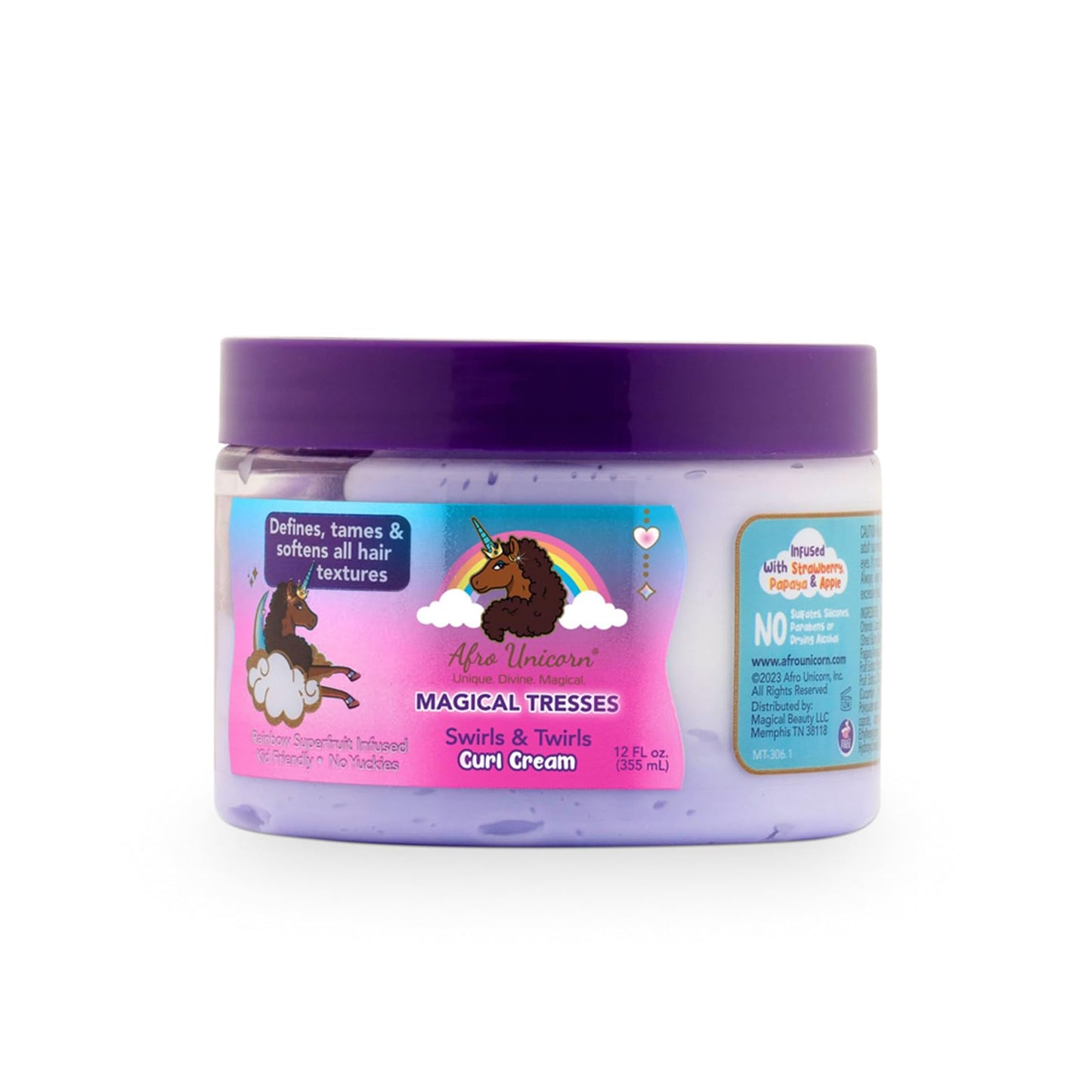 MAGICAL TRESSES' by Afro Unicorn - Swirls & Twirls Curl Cream - Defining Hair Care for All Curl Textures, 12 fl oz