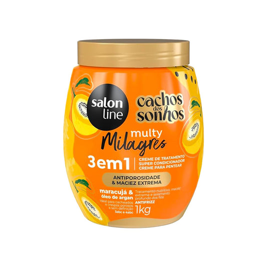 Salon Line - Linha Multy (Milagres) - Creme 3 em 1 Maracuja e Oleo de Argan 1 kg - (Multy (Miracle) - 3 in 1 Passion Fruit and Argan Oil Cream net 35.27 Oz)