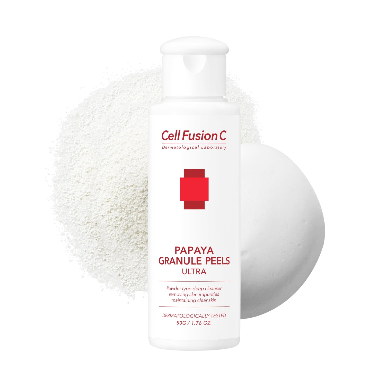 Cell Fusion C Papaya Granule Peels Ultra, Powder Face Wash for Sensitive Skin with Papaya Enzyme, Clarifies and Cleanses for Smoother, Even skin, 1.76 oz