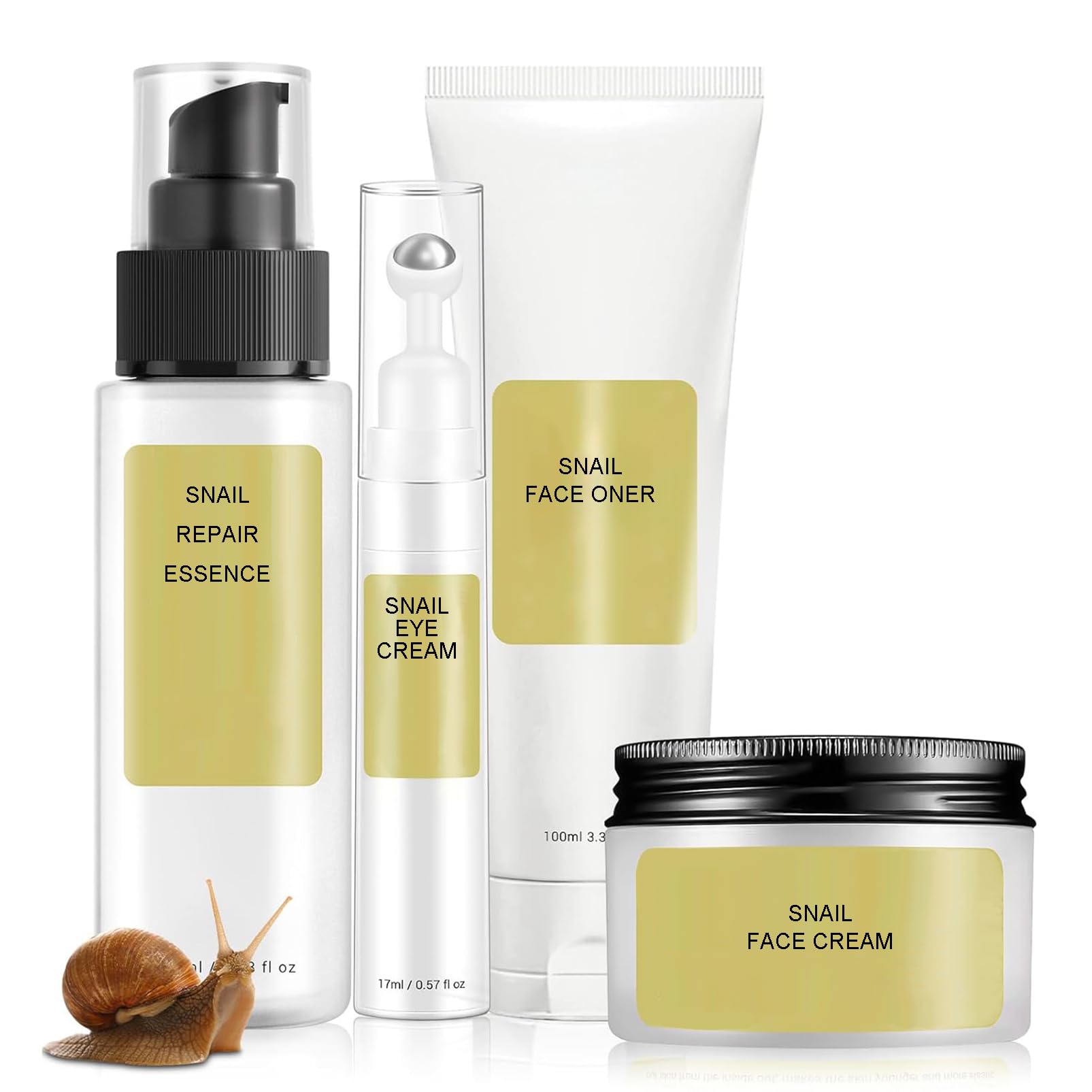 Advanced Snail Mucin Set, Face Skin Care Set, Korean Skincare Gift Set for Teenage Girls, Skin Care Products Set with Serum, Cream, Eye Cream, Toner, Facial Snail Mucin Kit for Women Hydrating 4PCS