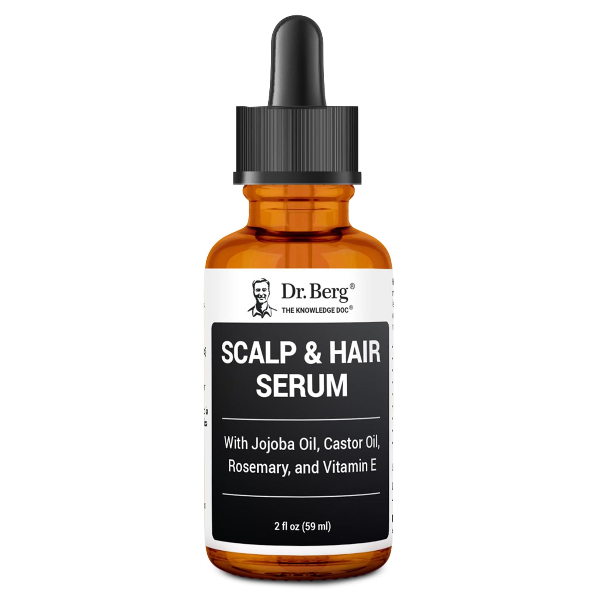 Dr. Berg Scalp & Hair Serum (Improved Formula) with Vitamin D3 & E - Clinically Tested, Paraben- and Sulfate-Free Hair Oil for Women & Men - Includes Rosemary Oil, Castor Oil & Jojoba Oil - 2 Fl oz