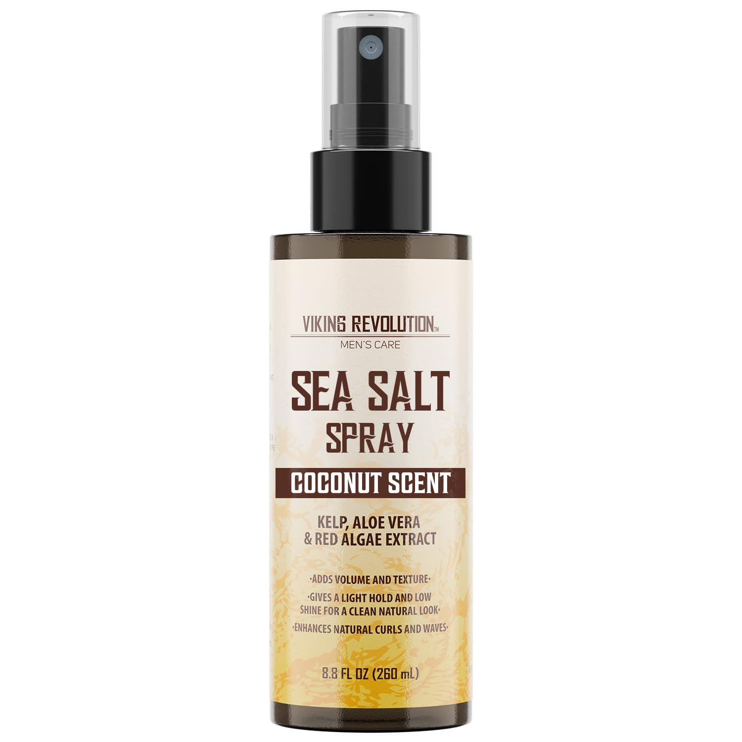 Viking Revolution Coconut Sea Salt Spray for Hair Men - Hair Texturizing Spray with Kelp, Aloe Vera & Red Algae Extract - Surf to Add Volume and Texture - Sea Salt for Men Beach