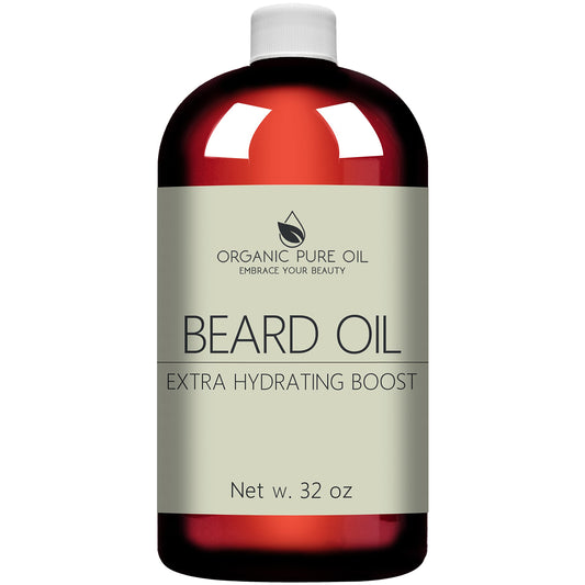 Unscented Beard Oil - Natural, Non-GMO, Facial Hair Hydrating & Conditioning Oil Blend - 32 oz - Bulk Sized, Promoting Growth and Silky Smooth Hair - Jojoba, Argan & More