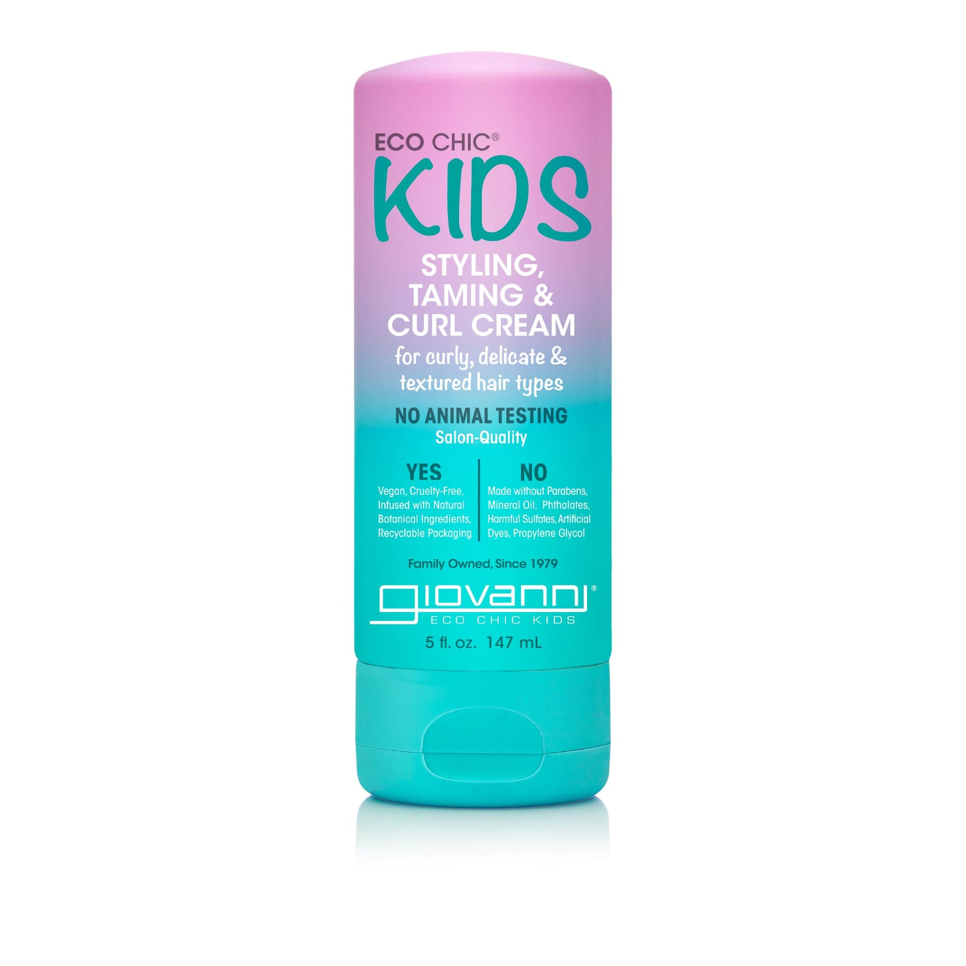 GIOVANNI ECO Chic Kids Styling Taming & Curl Cream - Kids Curl Cream, Kids Curly Hair Products, Curl Cream For Curly Hair Kids, For Curly, Delicate And Textured Hair Types, Salon Quality - 5 Fl Oz
