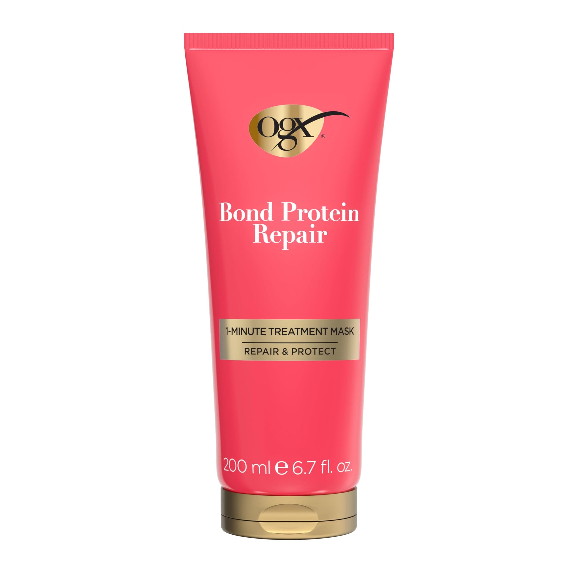 OGX Repair & Protect Bond Protein Repair 1-Minute Treatment Mask, Deep Conditioning Hair Mask Rapidly Repairs for Shiny, Smooth Hair That Lasts Between Washes, 6.7 fl. oz