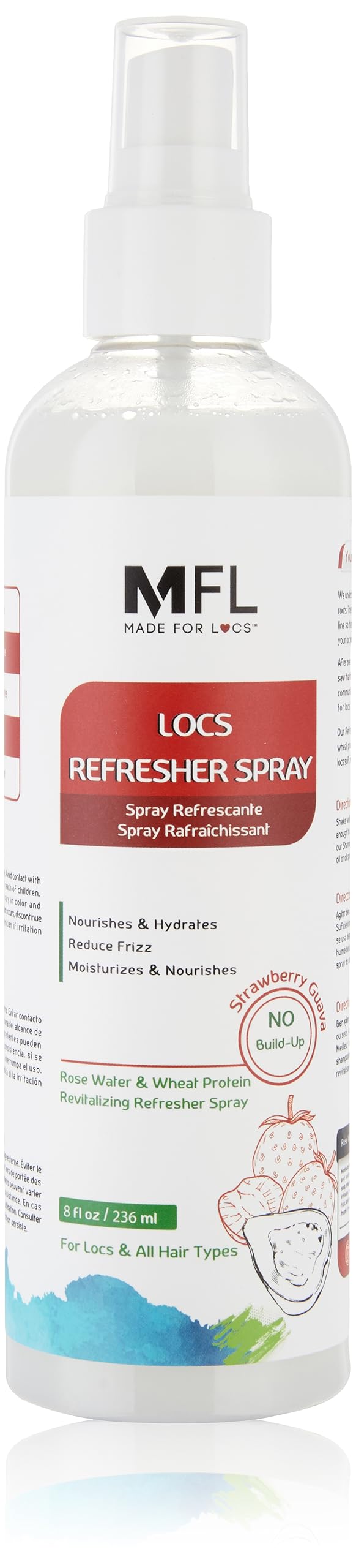 Made For Locs Vegan Rose Water Refresher Spray | Locs Moisturizer & Deodorizer | Amazing Scents (Strawberry Guava, 8 oz)
