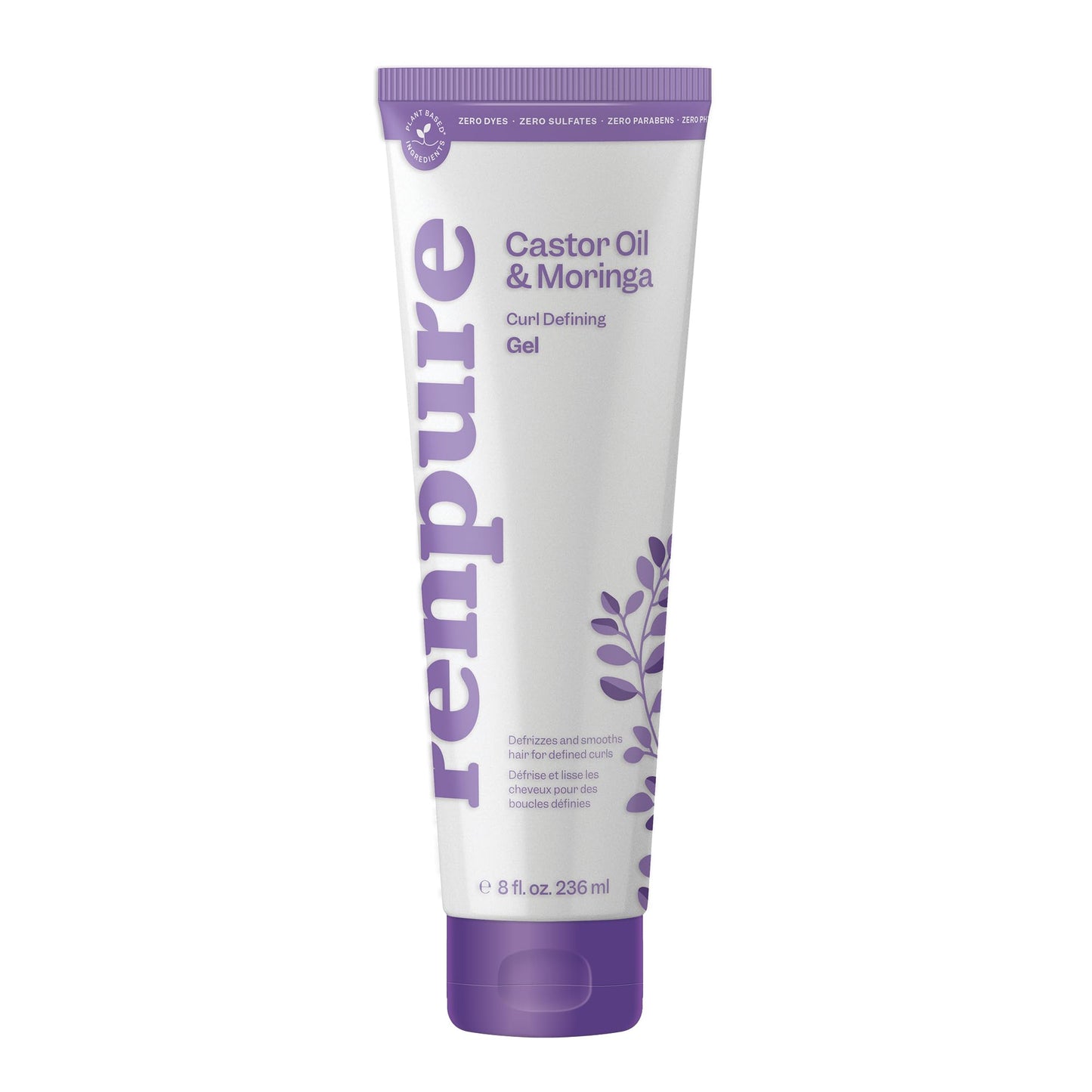 Renpure Castor Oil & Moringa Curl Gel - Curl Enhancing Gel - For Smooth, Defined & Frizz-Free Curls -With Castor Oil & Moringa Seed Oil - For Wavy to Curly Hair - 8 Fl Oz