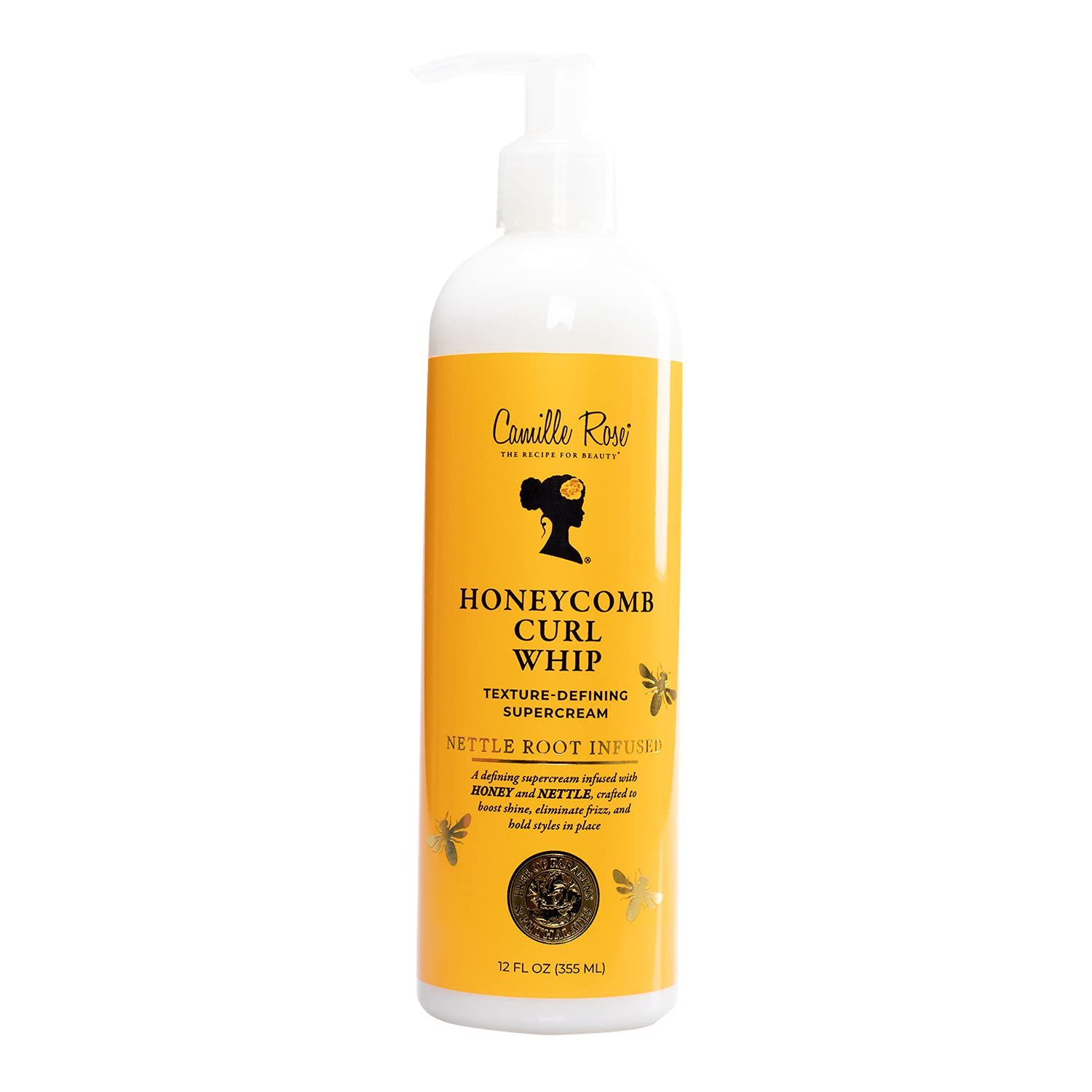 Camille Rose Honeycomb Curl Whip Texture-Defining Hair Styling Cream, with Honey and Nettle Root to Reduce Frizz, Nourish, and Add Shine, 12 fl oz