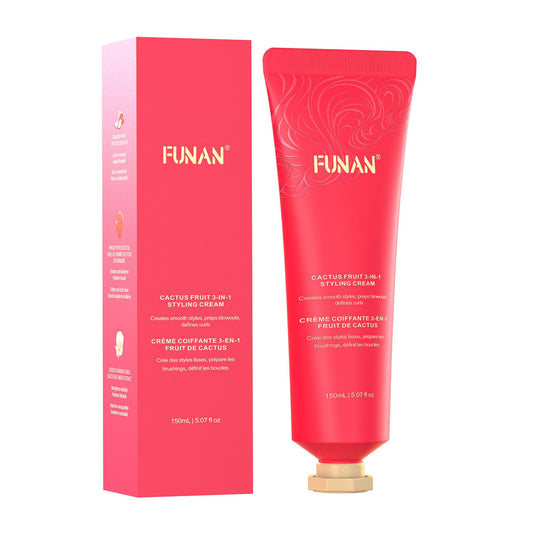 FUNAN 3-in-1 Hair Styling Cream, Non-Greasy for Women & Kids, Creates Smooth Styles and Defines Curls, No White Flakes Fly Away Hair Tamer, 5.07 fl oz