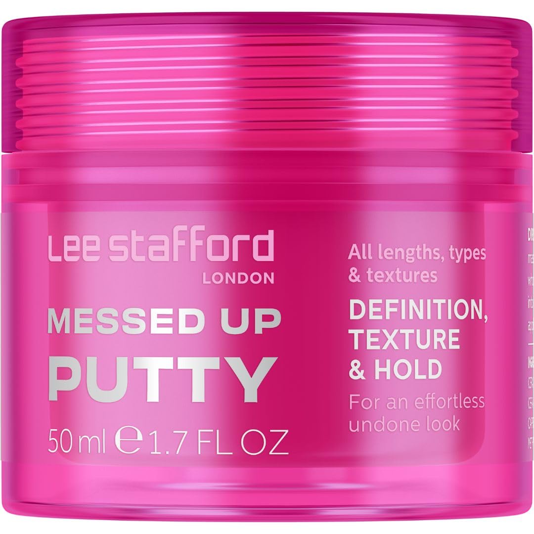 Lee Stafford Hair Styling Pomade | Messed Up Putty - Lighweight, Pliable Shaping Wax Paste, All Lengths, Firm Hold for Texturizing & Definition, Flyaway Tamer, Smoothing Slick Back, Men & Women