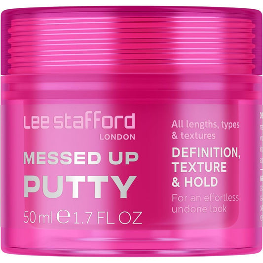 Lee Stafford Hair Styling Pomade | Messed Up Putty - Lighweight, Pliable Shaping Wax Paste, All Lengths, Firm Hold for Texturizing & Definition, Flyaway Tamer, Smoothing Slick Back, Men & Women