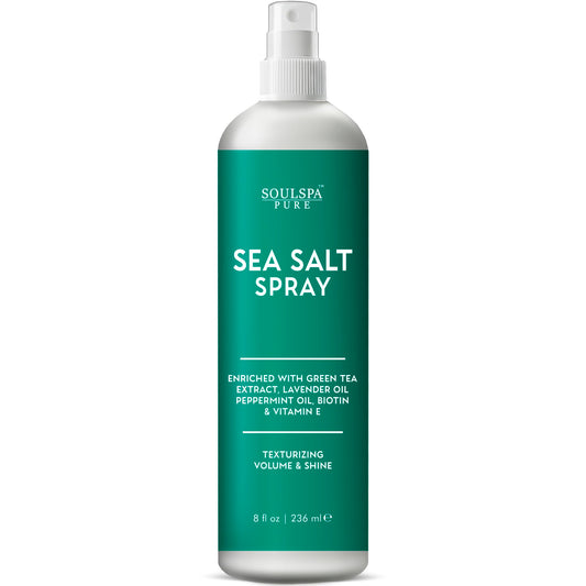 Sea Salt Spray for Hair Men & Women - with Biotin, Peppermint & Lavender Oil - Textured Hairstyles, Curl-Defining, Beach Waves, for Volume & Shine - 8 fl oz