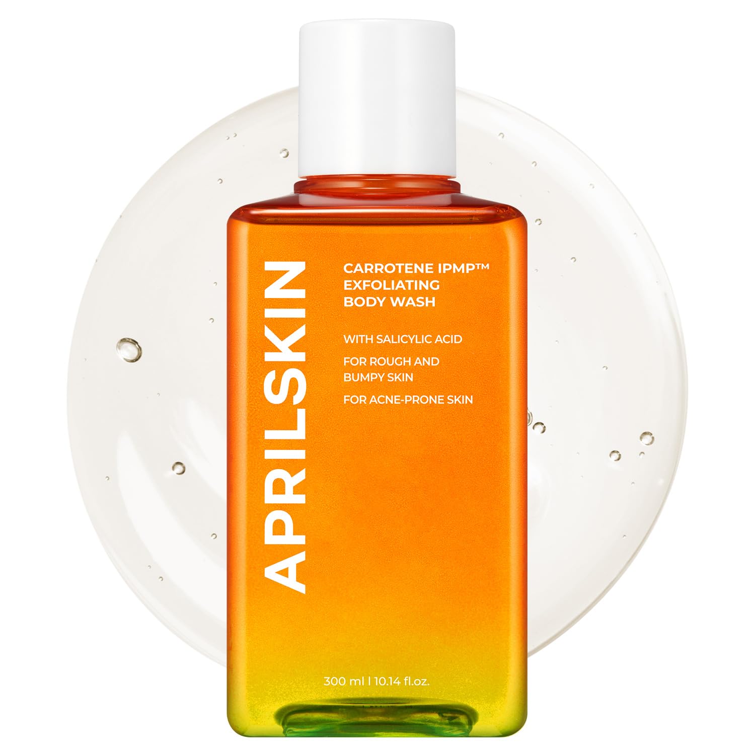 APRILSKIN Carrotene IPMPª Exfoliating Body Wash | Salicylic Acid Body Wash Improve Rough & Bumpy Skin, Body Acne, Keratosis Pilaris with Niacinamide & Ceramides | Vegan & Cruelty-free | 10.14 fl.oz