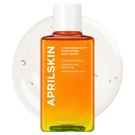 APRILSKIN Carrotene IPMPª Exfoliating Body Wash | Salicylic Acid Body Wash Improve Rough & Bumpy Skin, Body Acne, Keratosis Pilaris with Niacinamide & Ceramides | Vegan & Cruelty-free | 10.14 fl.oz