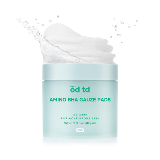 Amino BHA Pads (80 Count) - Pre-Soaked Oil Control Cotton Pads for Gentle Exfoliation, Soothing & Hydration, Korean Skin Care. Amino Acid, Salicylic Acid, Tea Tree