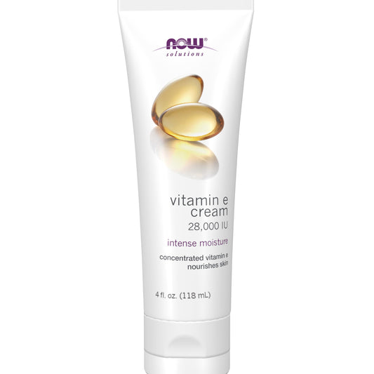 NOW Foods Solutions, Vitamin E Cream 28,000 IU, Intense Moisture, Concentrated Vitamin E, 4-Ounce