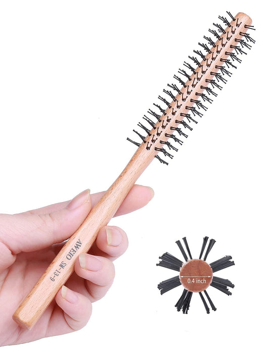 Small Round Brush for Short Hair, 1 Inch Mini Quiff Roller for Women and Men, Best for Thin Hair, Bangs, Beard, Styling, Lifting, Curling off white