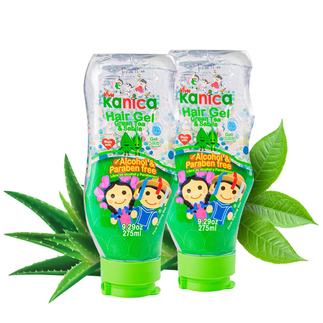 Gel Duo - Aloe Vera & Green Tea Styling Gel - Hydrating, Firm Hold for All Hair Types - Alcohol & Paraben-Free - Natural Formulation - Made in Mexico - 2 Packs (9.29 fl oz)