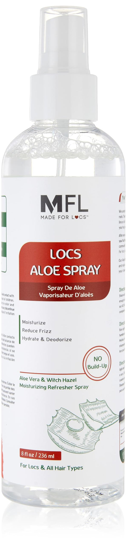 Made For Locs Vegan Aloe Refresher Spray | Hydrating Moisturizer for Locs & Dreadlocks, Natural Hair Care | Nourishing Locs Spray with Aloe Vera, 8 oz
