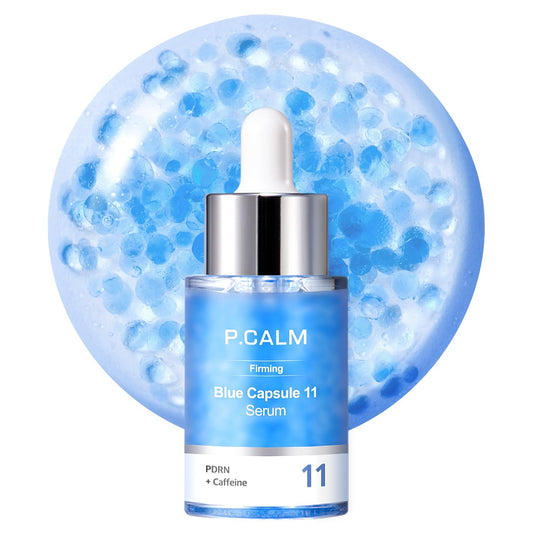 P.CALM Blue Capsule 11 Serum PDRN & Caffeine for Intense Moisture, Plumping Effect, Elasticity, and Radiant Skin, Korean PDRN Serum (30ml / 1.01 fl.oz)