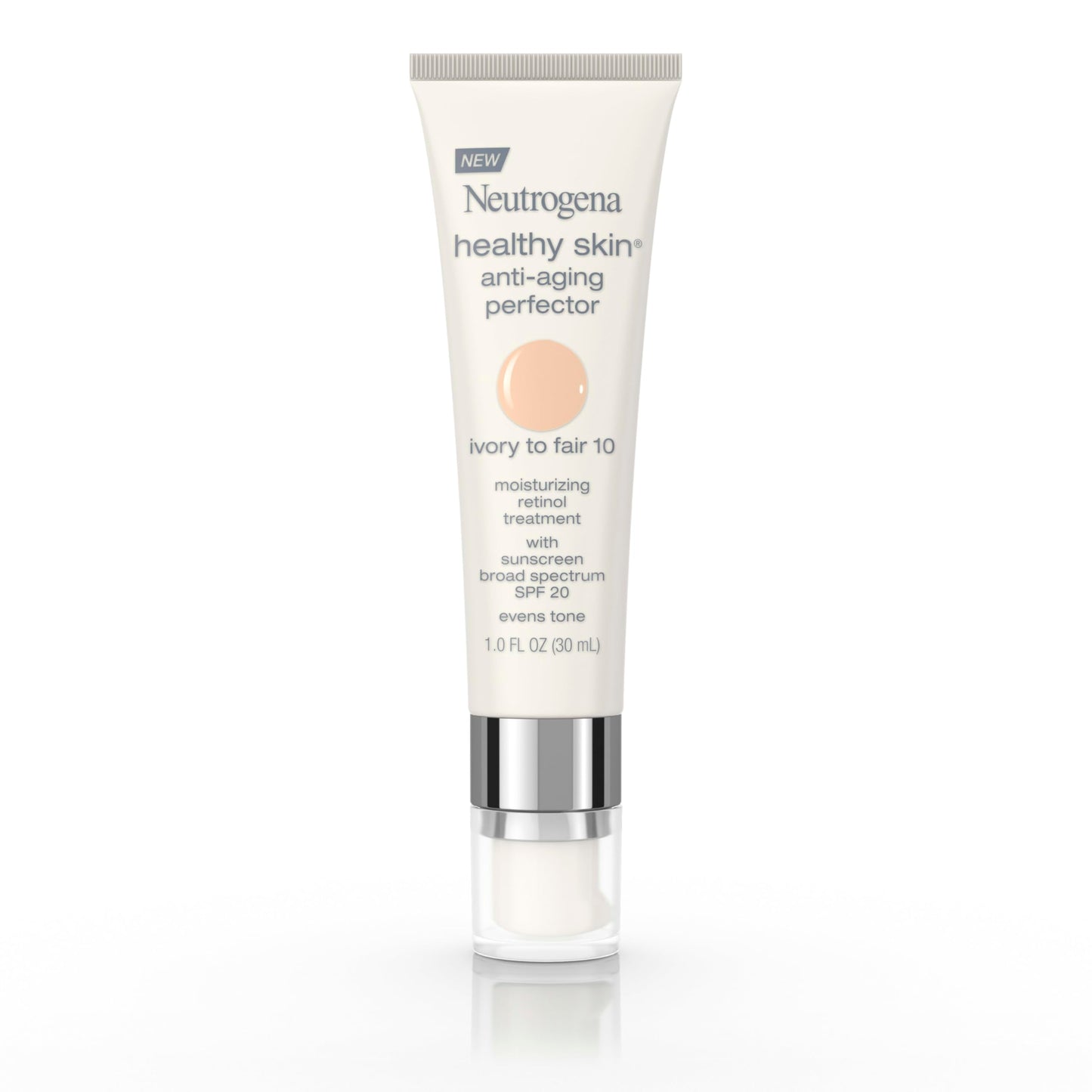 NEUTROGENA Healthy Skin Anti-Aging Perfector Tinted Facial Moisturizer and Retinol Treatment with Broad Spectrum SPF 20 Sunscreen with Titanium Dioxide, 10 Ivory to Fair, 1 fl. oz
