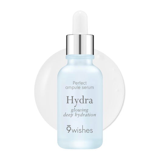 9 Wishes Hydra Ampoule II (1.01 fl oz) Award-Winning Hydrating Serum for Face with Hyaluronic Acid, 55% Coconut Water, 72-Hour Long-Lasting Moisture, Korean Glass Skin Effect