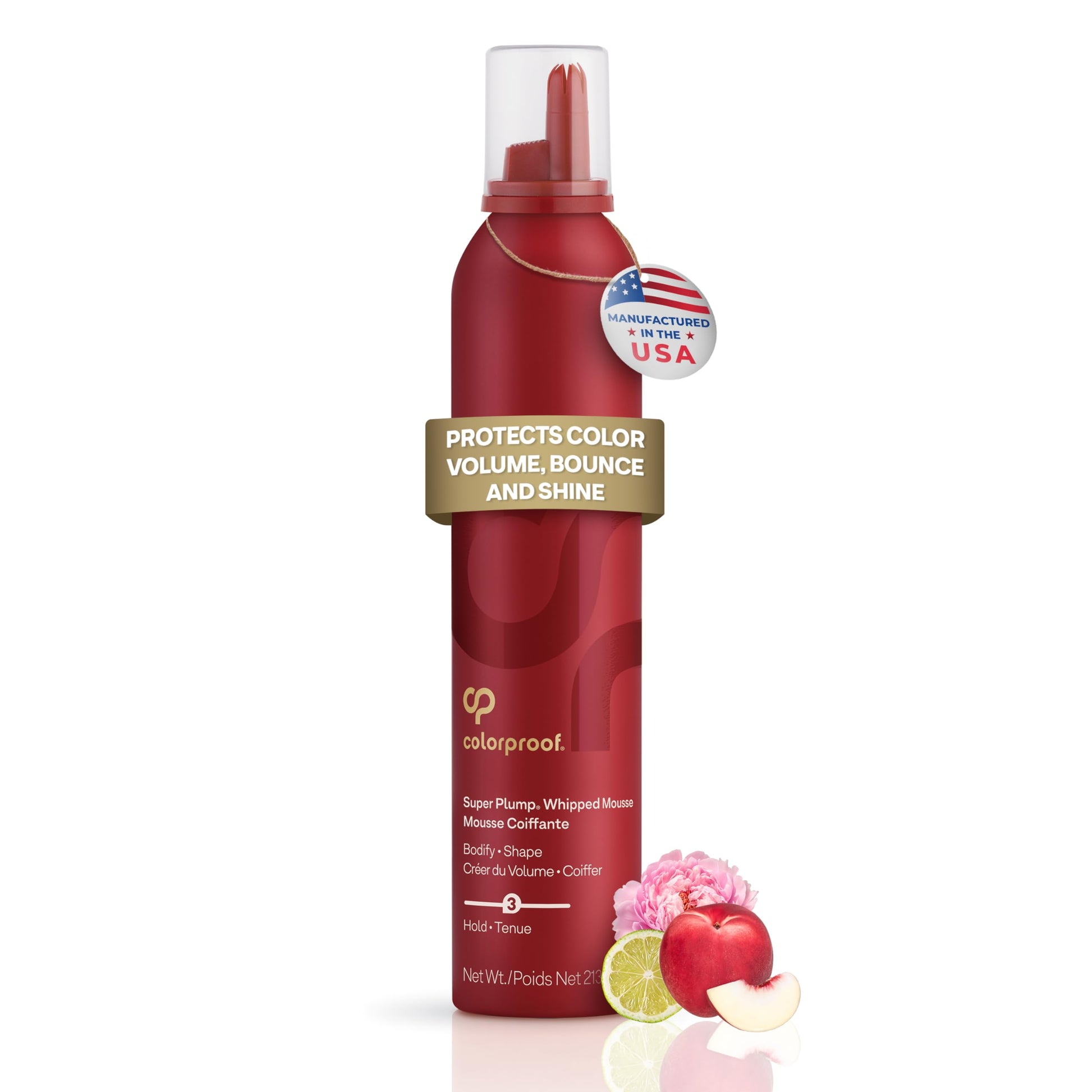 Colorproof Super Plump Whipped Bodifying Hair Mousse 7.5 Fl. Oz. Color-ProtectingMousse for Hair Volume, White Nectarine, Peony & Citrus Scent