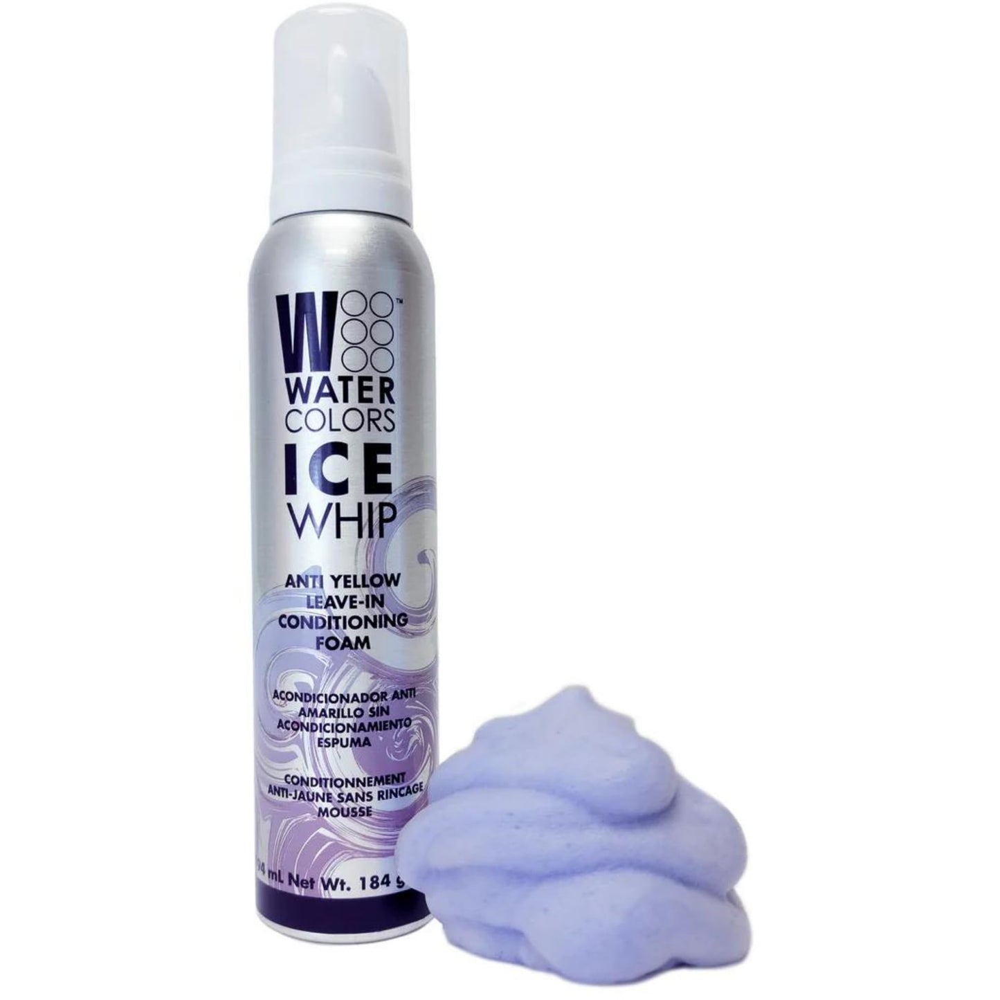 Watercolors Ice Whip Anti-Yellow Leave-In Conditioning Foam Mousse for Blonde, Platinum, Bleached, Silver, Gray, Ash & Brassy Hair - Violet Purple 6.5 oz (1 PACK)