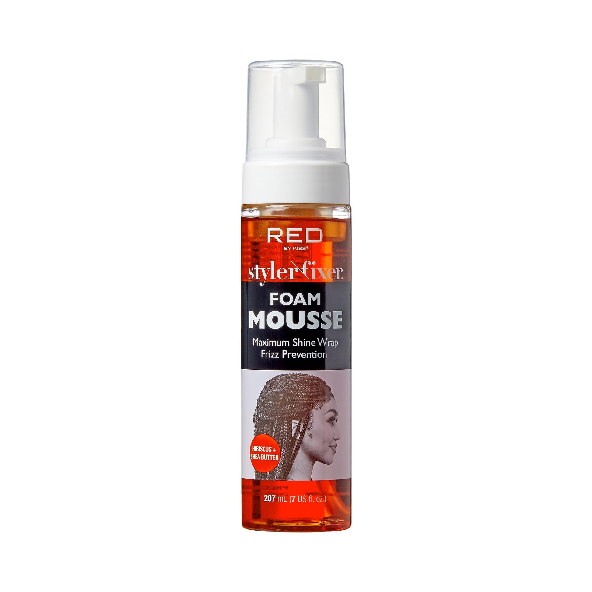 Red by Kiss Foaming Mousse, Maximum Shine Wrap Mousse, Reduce & Prevent Frizz, Define Curls, Set & Hold Styles, Nourishes Dry & Brittle Hair (Hibiscus + Shea Butter)