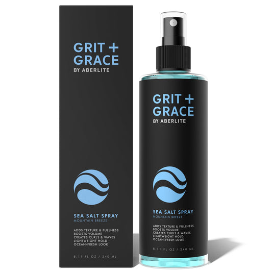 Aberlite Grit+Grace Sea Salt Spray for Men & Women Beach Look - Hair Texture Styling Product for Beach Waves - Curly & Wavy Hair Texture Spray (8.11 FL OZ)