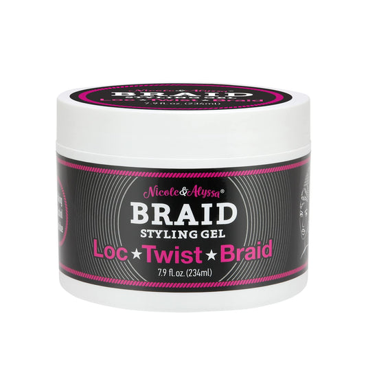 Braiding Gel 7.9oz No Flakes or Buildup, Perfect for Braids, Locs & Twists, Extra Hold, Frizz Control, Moisturizing Care