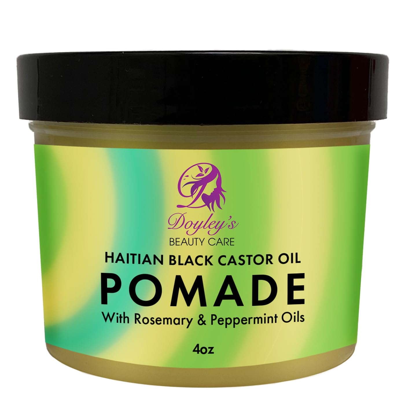 Doyley's Haitian Black Castor Oil Pomade 4oz with Rosemary and Peppermint Oils | For Hair Growth, Split Ends, Dry Scalp, Frizz Control