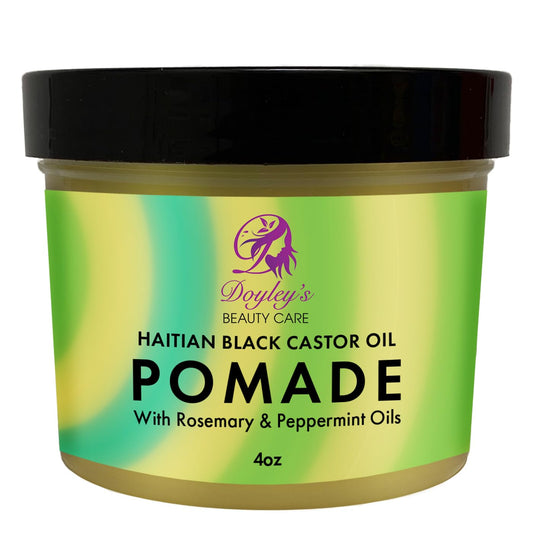 Doyley's Haitian Black Castor Oil Pomade 4oz with Rosemary and Peppermint Oils | For Hair Growth, Split Ends, Dry Scalp, Frizz Control