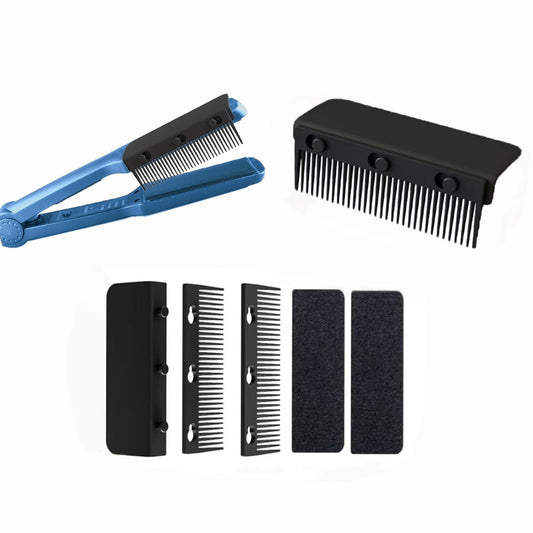 Flat Iron Attachment, Removable Hair Straightener, The Comb for Flat Iron for Black Hair, Professional or Home Use Compact Straightening Styling Tool (Black)