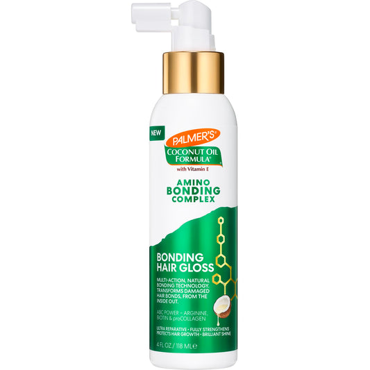 PALMER'S Amino Bonding Complex Hair Gloss, Hair Shine Spray with Coconut Oil & Vitamin E, Hydrating, Heat Protectant, Anti Frizz, Adds Shine & Protects Hair Growth, All Hair Types, 4 fl. oz
