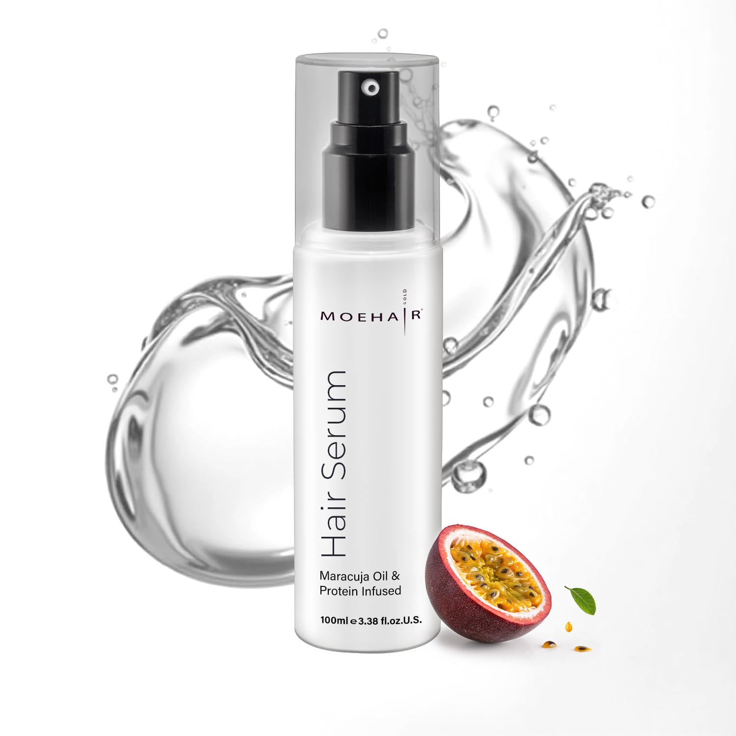 MOEHAIR Anti Frizz Hair Serum | Infused with Maracuja Oil and Protein | Hair Serum for Frizzy Hair | Paraben and Sulfate-Free Hair Smoothing Serum | For Strong and Silky Hair (3.38 Fl. Oz)