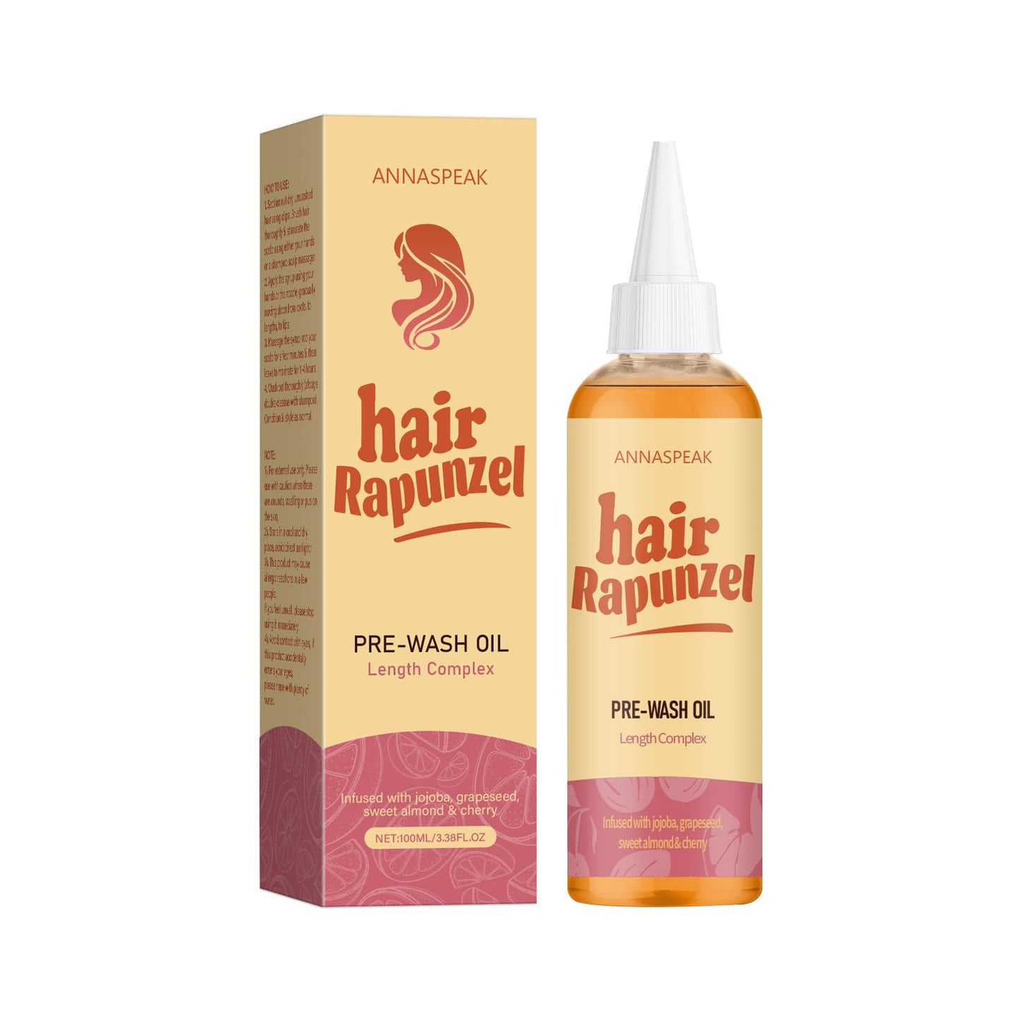 Rapunzel Hair syrup, Pink Grapefruit, Jojoba, Sweet Almond, Cherry, for All Hair Types (100ml)