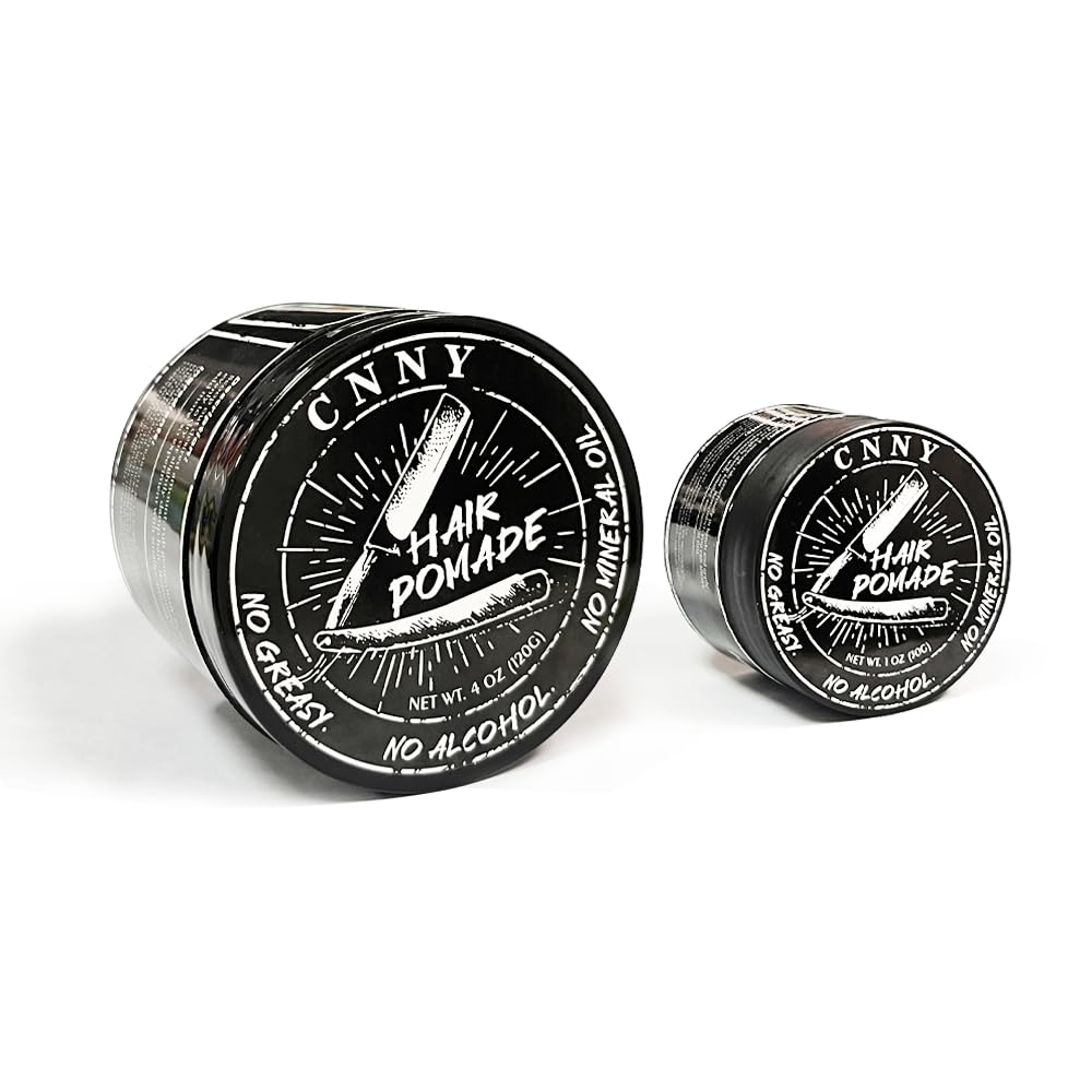CNNY Hair Styling Pomade 4 oz & Travel Size 1 oz for Men, Medium Strong Hold, Medium Shine Hair Wax, All Day Hold Premium Hair Styling Products