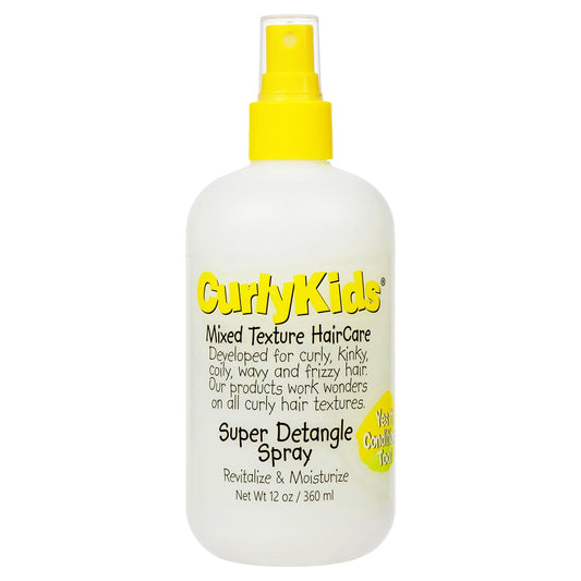 CurlyKids Super Detangling Spray, 12 fluid ounces, Hair Conditioner or Detangling Spray for Kids, Frizz Control, Easy Styling for All Curl Types, Sulfate & Paraben Free