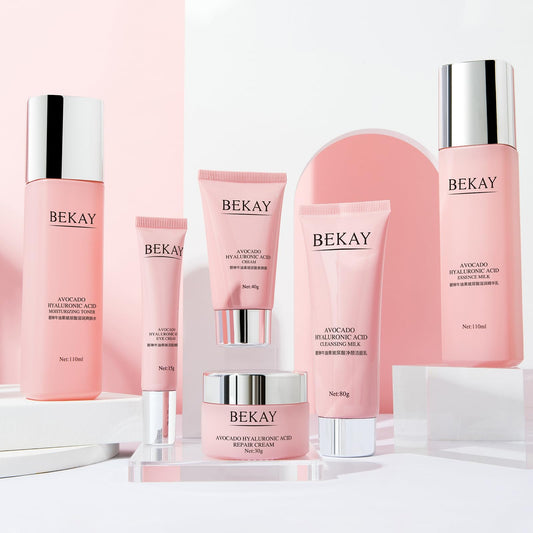 O'KADY 6-Piece Skincare Gift Set Avocado & Hyaluronic Acid Collection, Hydrating Cleanser, Toner, Creams & Tone-Up Base Daily Moisture Routine for All Skin Types, Holiday Gift for Women