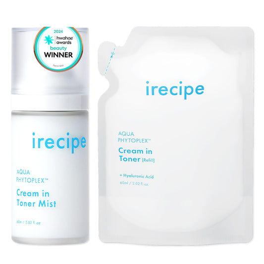Aqua Phytoplex Cream in Toner Mist Long Lasting Deep Hydration, All-in-One Facial Mist for All Skin Type Unscented Clean Beauty, Vegan, Korean Skincare (60ml / 2.02 oz + 60ml Refill Pouch) (2)