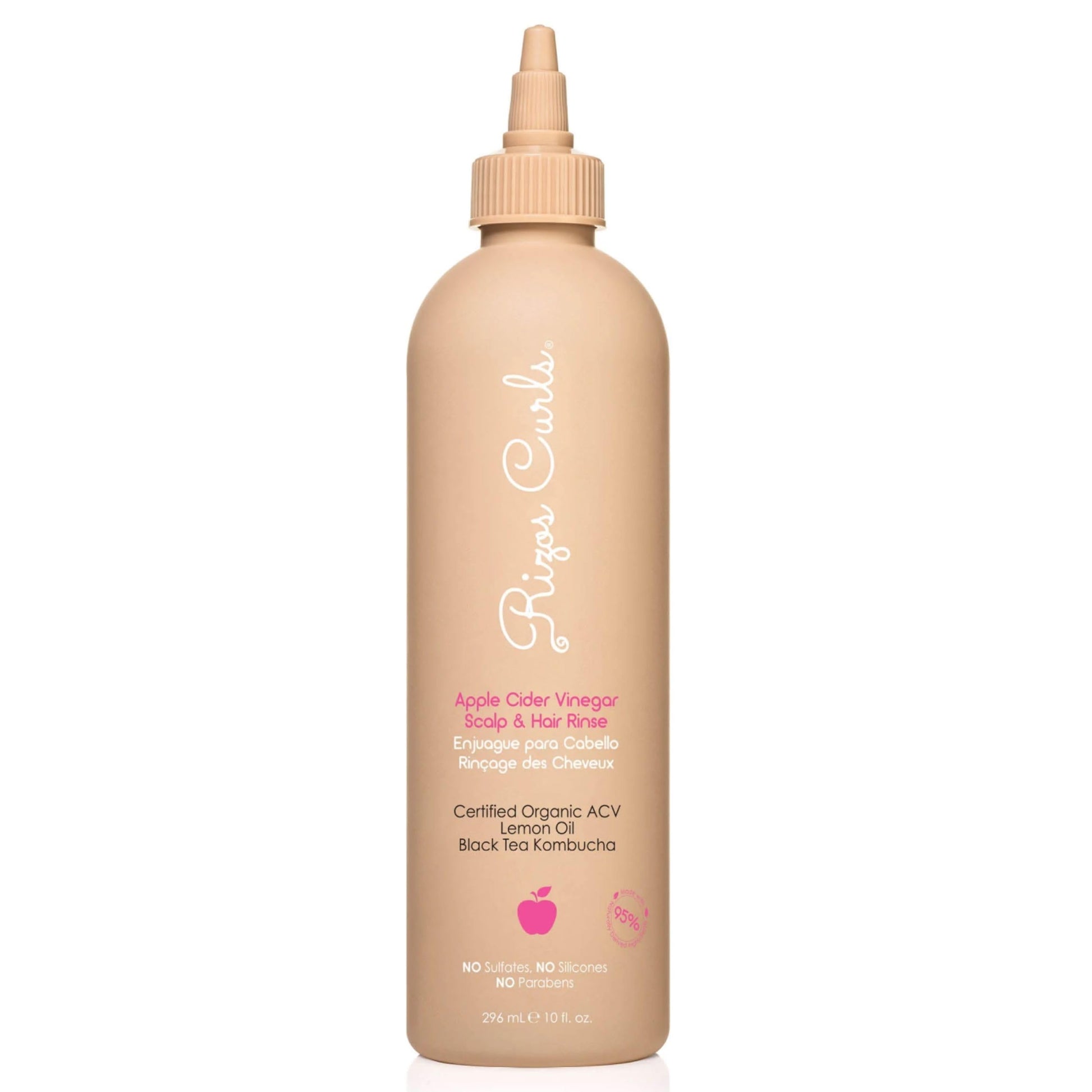 Rizos Curls Apple Cider Vinegar Scalp & Hair Rinse, Clarifies to Remove Product Buildup, Balance Oils, Revive Hair & Scalp, Enhances Softness & Shine, 10 oz